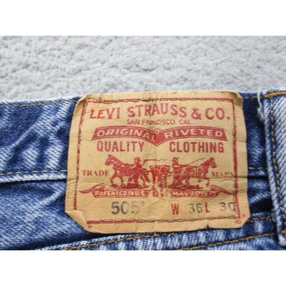 Levis Jeans Men's 36x30 Blue 505 Straight Fit Classic Workwear Faded Denim Pants - Picture 8 of 8